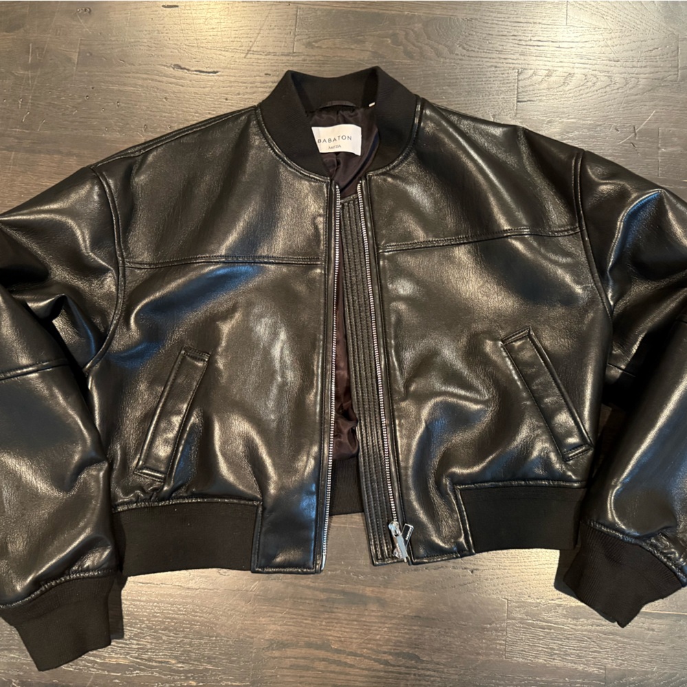 Babaton Shiny Black Bomber Jacket